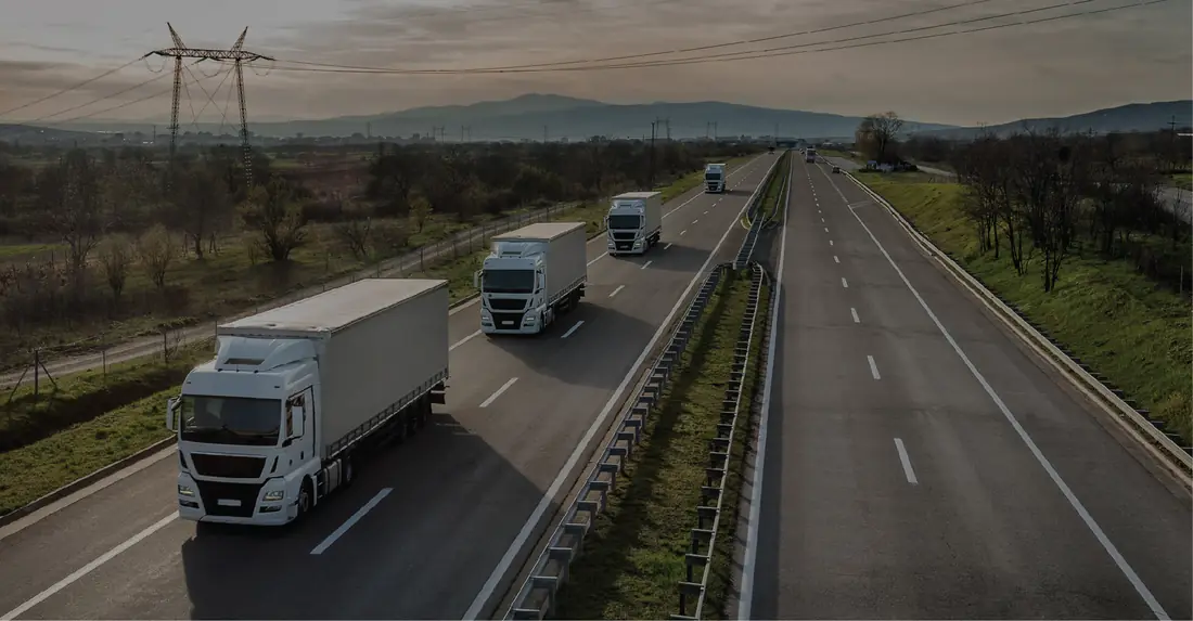 Fleet trucks on the highway